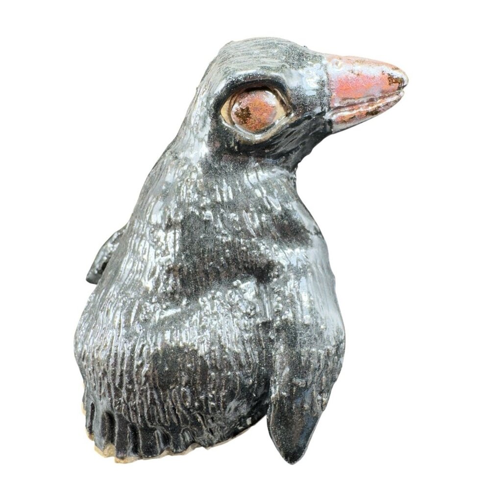 Hand Made Studio Art Pottery Penguin Bird Figurine Stoneware Handcrafted Vintage